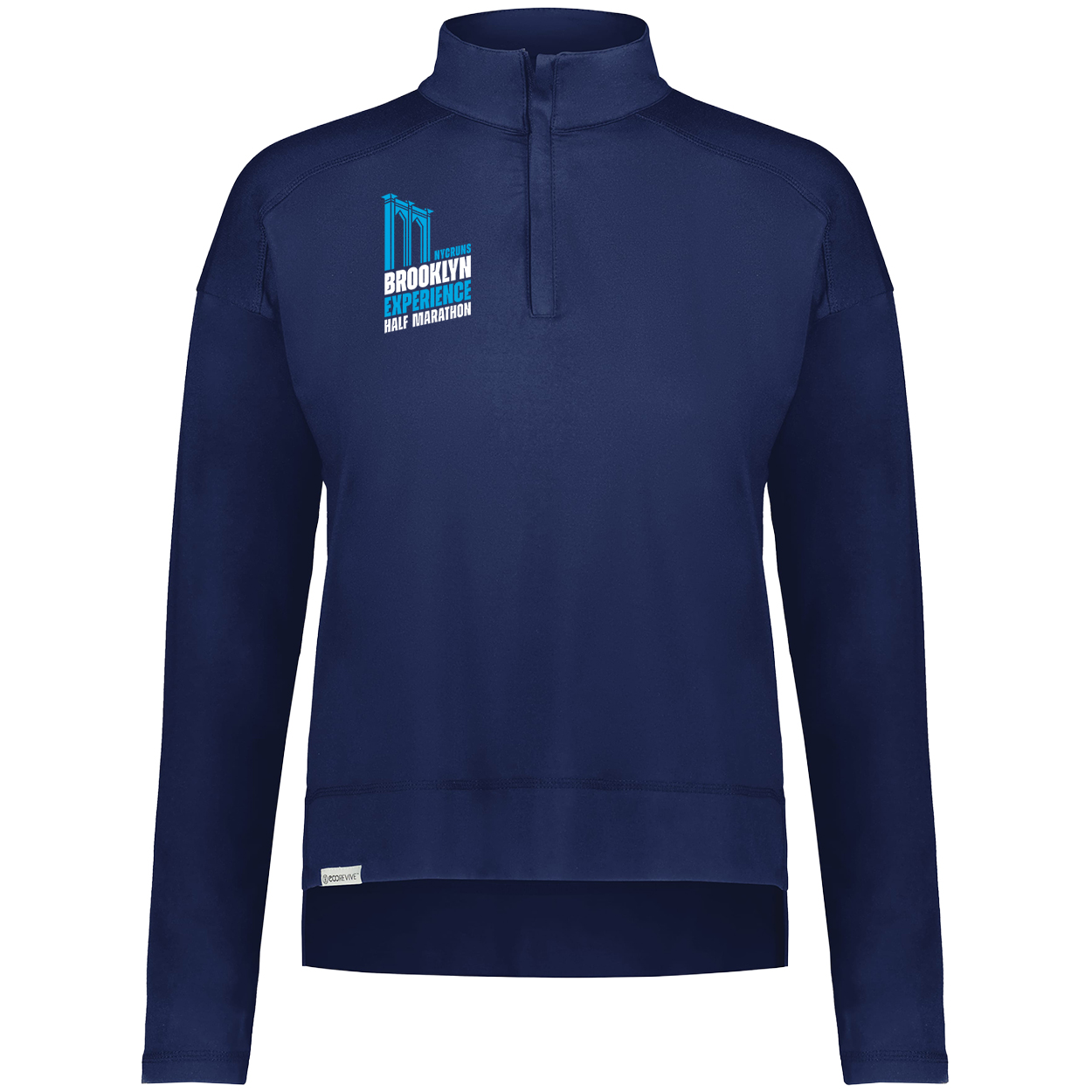 Right Chest Print Women's Navy Suede Knit 1/4 Zip