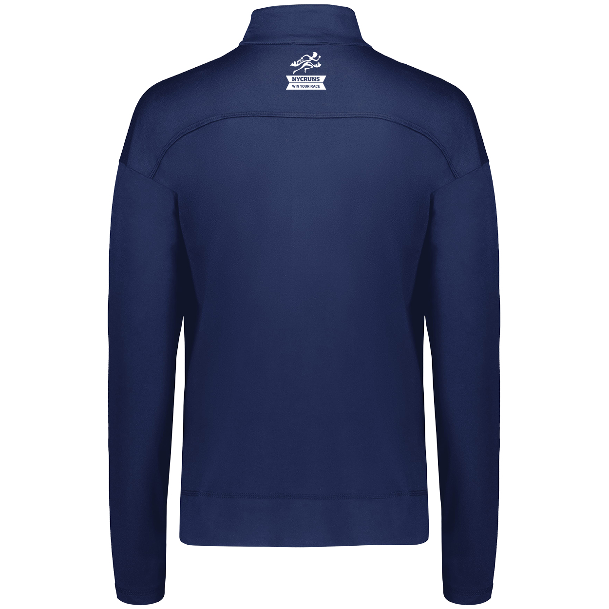 Right Chest Print Women's Navy Suede Knit 1/4 Zip - Image 2