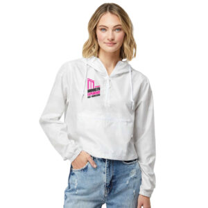 Right Chest Print Women's White Camo Crop Windbreaker