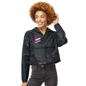Right Chest Print Women's Black Camo Crop Windbreaker