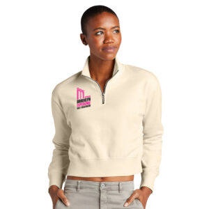 Right Chest Print Women's Gardenia Crop 1/2 Zip