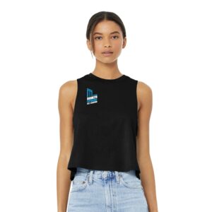 Right Chest Print Women's Crop Tank -Black