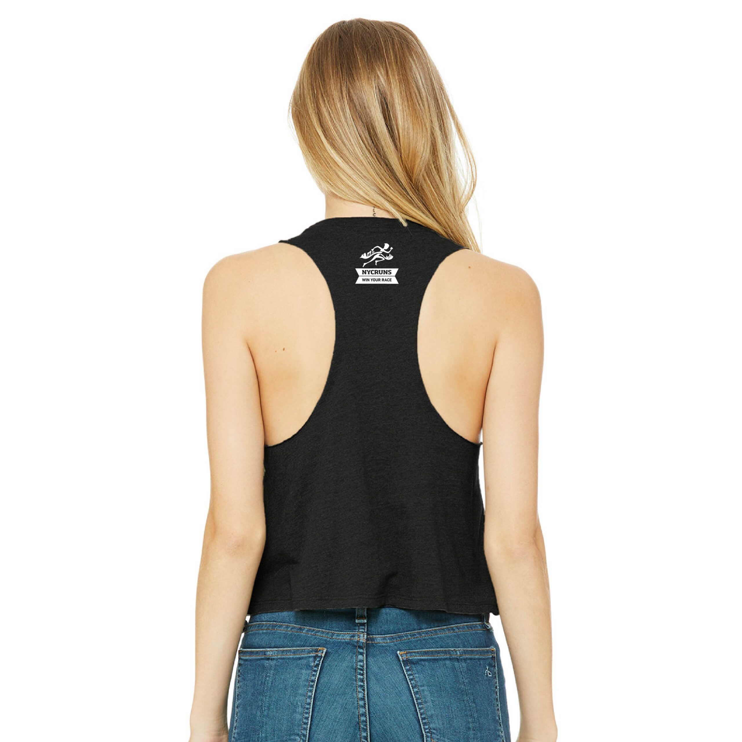 Right Chest Print Women's Crop Tank -Black - Image 2