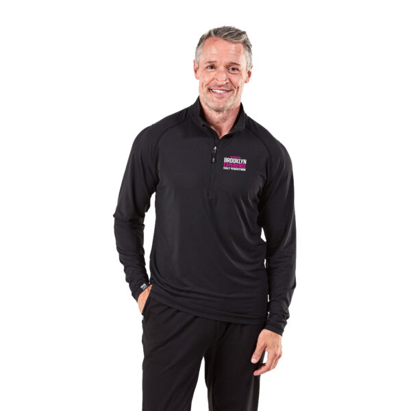 Embroidered Sueded Black Eco 1/4 Zip