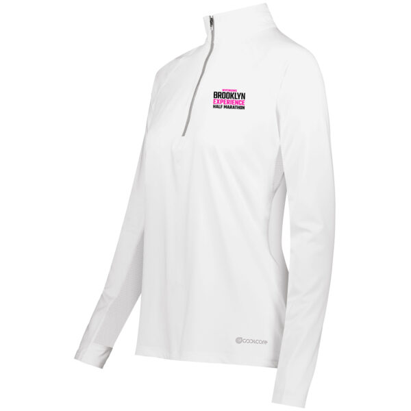 Embroidered Women's White Stretch 1/4 Zip