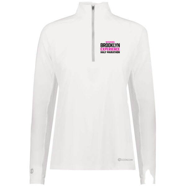 Embroidered Women's White Stretch 1/4 Zip - Image 3