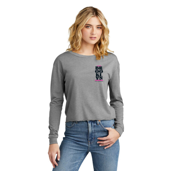 Left Chest Print Women's Grey Frost Long Sleeve Midi Tee