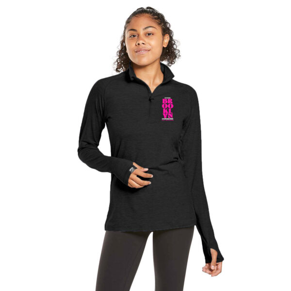 Left Chest Print Women's Black Eco 1/4 Zip